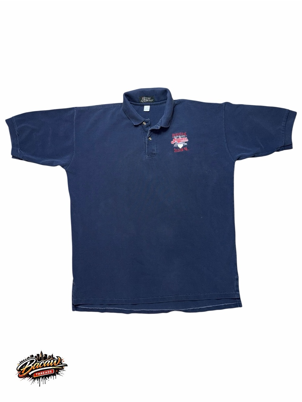Vintage Cleveland Indians Inaugural Season 94 Inn Harbor Navy Polo Shirt